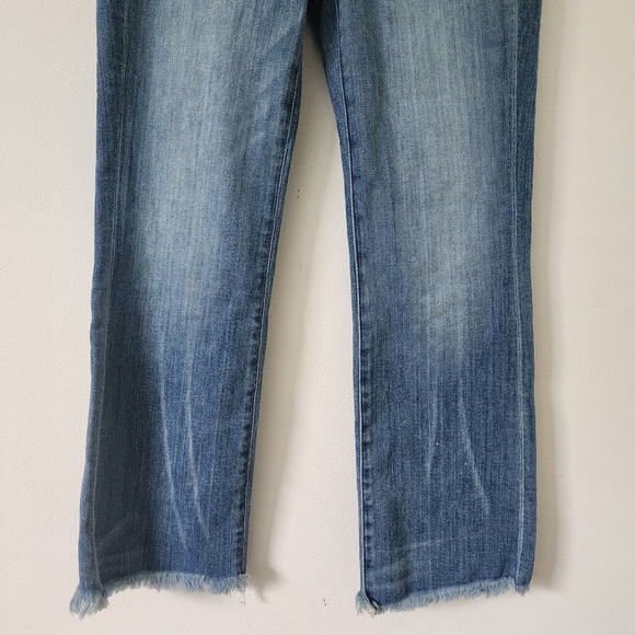 AYR The Bomb Pop High-Rise Cropped Flare Jeans Raw Hem Denim Size 27 - Picture 6 of 16